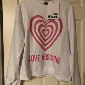 Moschino White and Pink Graphic Sweatshirt